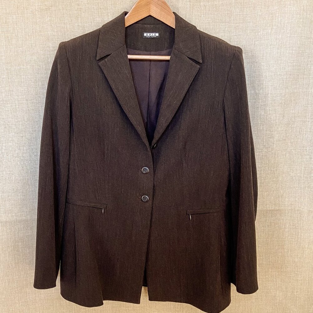 EPIC New York Womens Brown Wool Blazer Jacket NWOT - Size 14